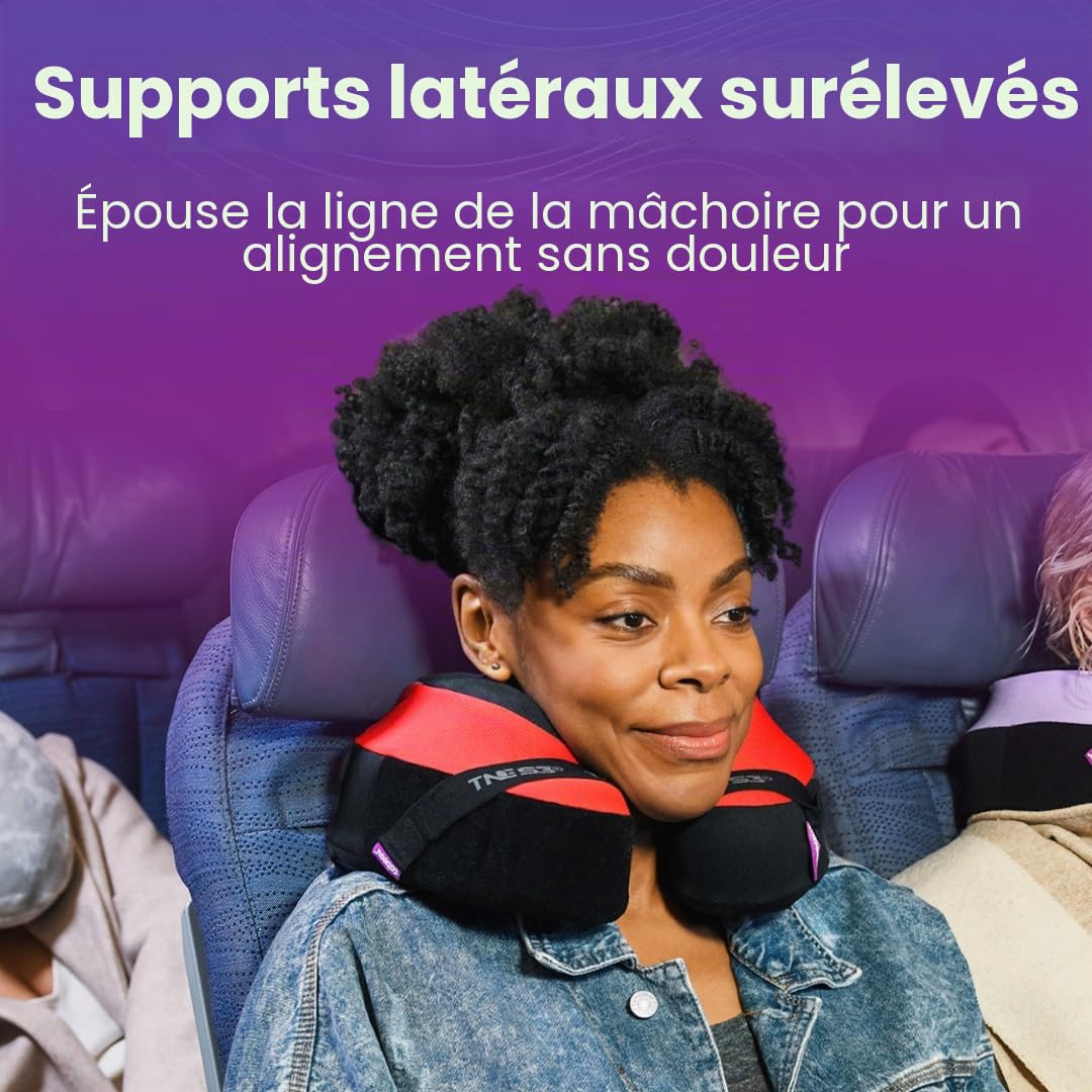 Cabeau The Neck's Evolution, TNE S3 Voyage Oreiller Cervical en Mousse à Mémoire de Forme - Oreiller de Cou avec Sangles de Fixation - Soutien à 360 Degrés pour Voyage, Maison, Bureau et Jeux - (Le