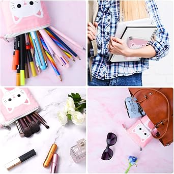 Vicloon Pop Pencil Case, Silicone Fidget Pencil Box Bubble Pencil Case with Silicone Pencil Caps and Adjustable Strap Stress Reliever Pen Pouch Cosmetic Bag for Kids Adults Red Orange