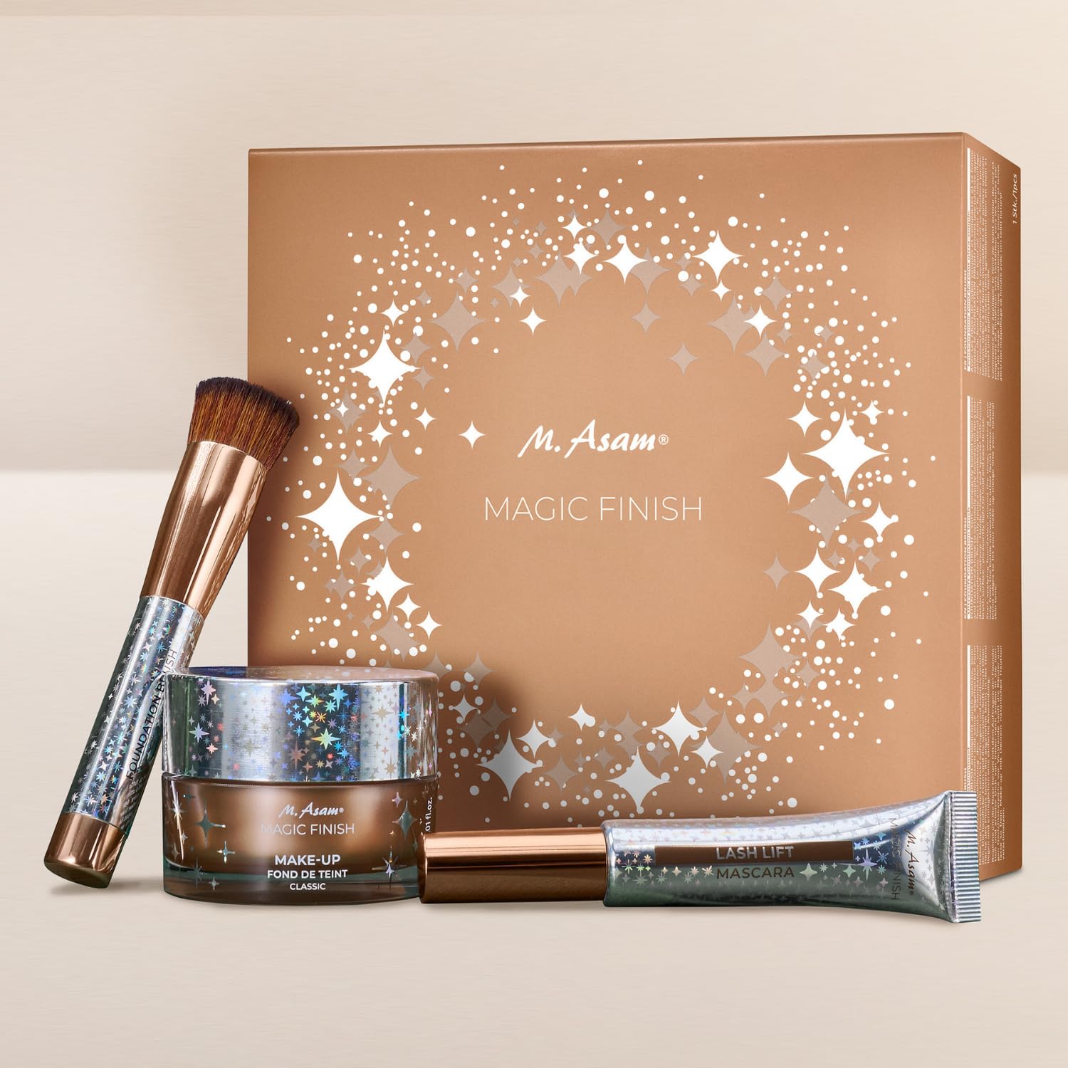 M. Asam Magic Finish Christmas Star Set (3-teilig) | Make-up Set mit Magic Finish Mousse, Lash Lift Mascara und Foundation Pinsel