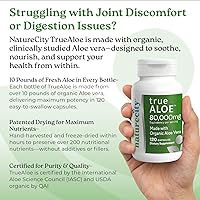 Vista 4 de NatureCity True-Aloe 80,000 mg equivalente de gel de aloe vera por porción, fabricado con aloe vera orgánico (360 cápsulas) soporte digestivo, piel