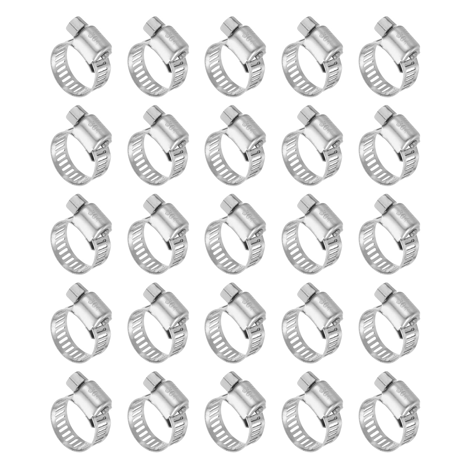 sourcing map 25 Pcs Hose Clamp 3/8"-5/8" (10-16mm) 304 Stainless Steel Adjustable Worm Gear Hose Clamp with Phillips Screw Assortment Kit for Fuel Line Pipe Plumbing Automotive Tube