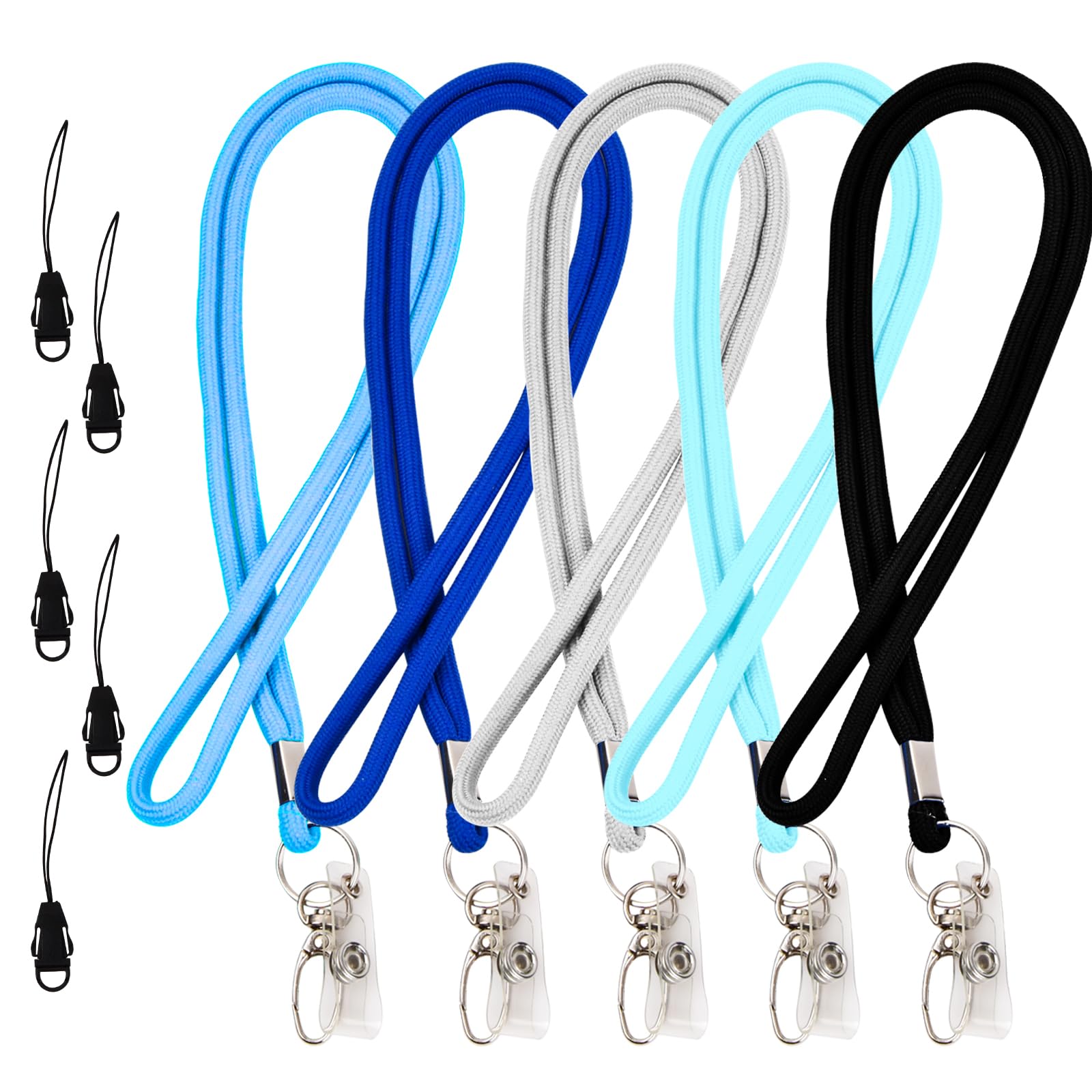 5 Piezas Cordón de Cuello, 45CM Cordones de la Tarjeta a Granel, Correa para Llaves de Cuello con Ganchos Giratorios, Lanyard Llaves Nylon Mujeres Hombres para Tarjetas de Identificación (Multicolor)