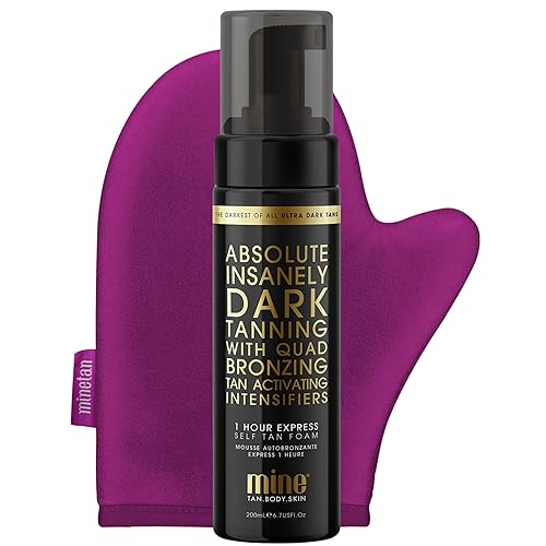Absolute Self Tan Mousse and Aplicator Mitt Bundle  con aceite de argán para hidratar la piel seca para un bronceado ultra profundo  Kit de