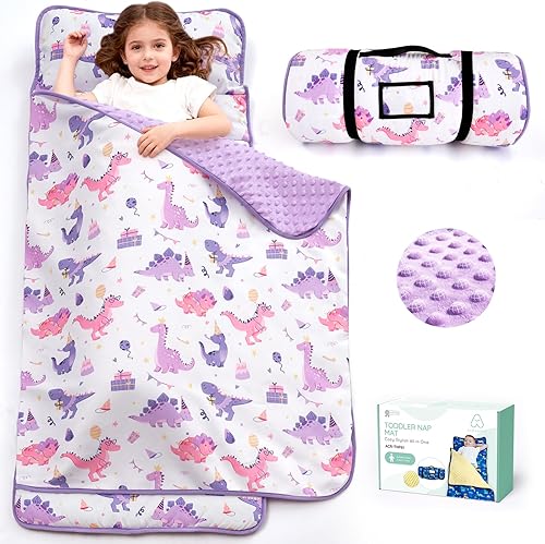 Miniatura 15 de ACRABROS Toddler Nap Mat with Pillow and Blanket, Large Rolled Napping Mats,Slumber Bags for Boys Girls,Kids Sleeping Bag for Daycare, Preschool