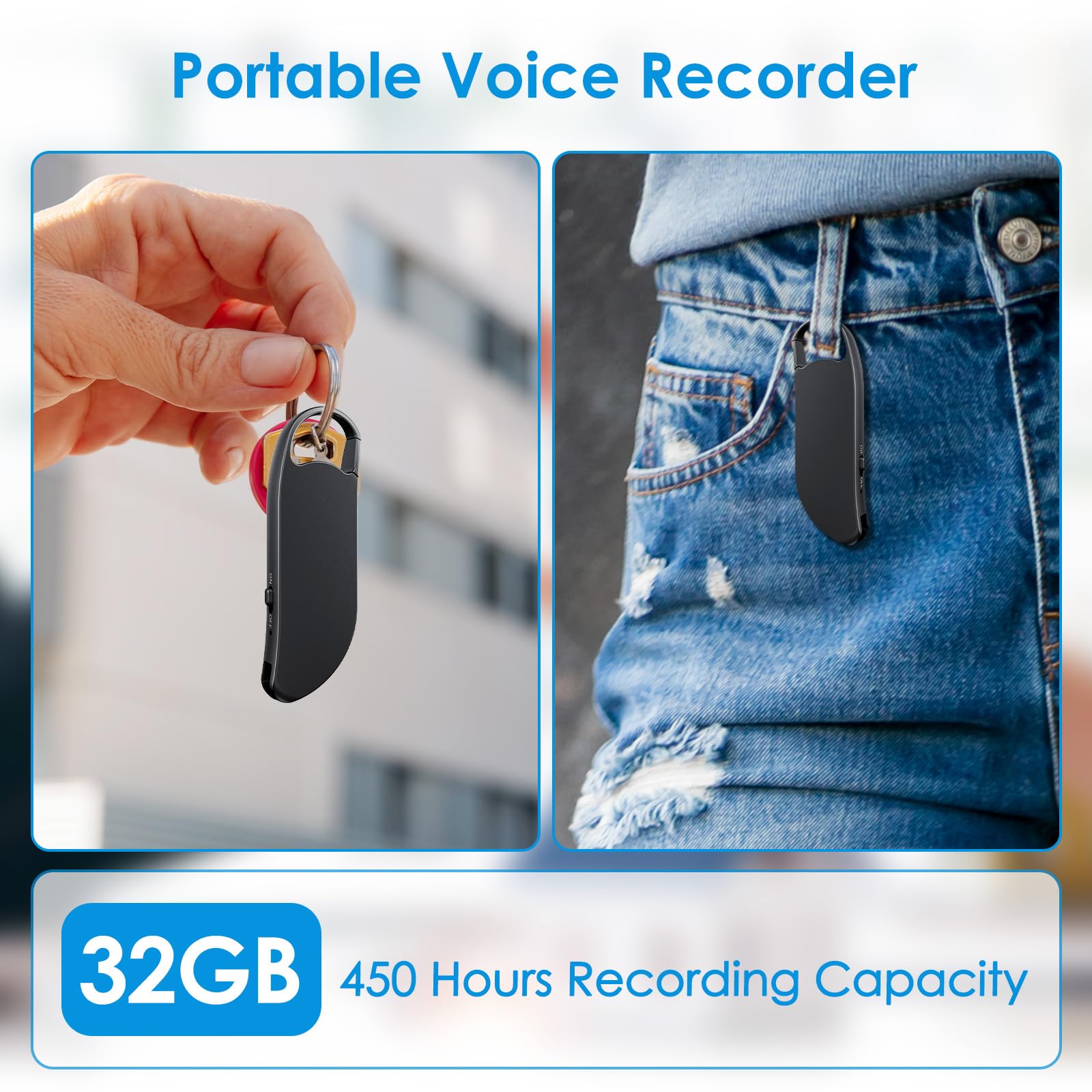 Grabadora de voz digital, XIXITPY de 32 GB (2000 horas) con reducción de ruido de IA, grabadora portátil activada por voz para conferencias de trabajo, reuniones, clases de entrevistas
