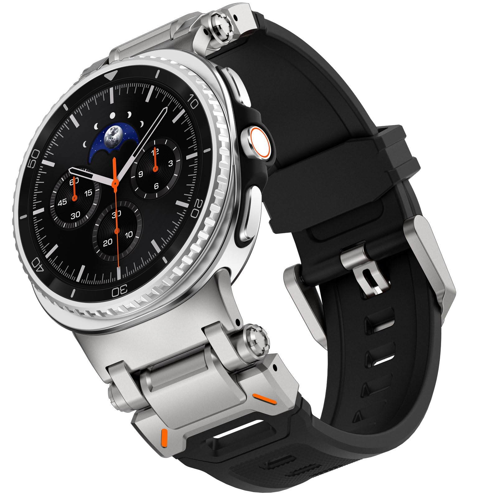 WINGLE for Galaxy Watch 8/8 Classic Band Galaxy Watch Ultra Bands 47mm 40/44/46mm Samsung Men Silicone Rubber Sport Bands Rugged Durable Armor Military Band with Stainless Steel Metal Connector