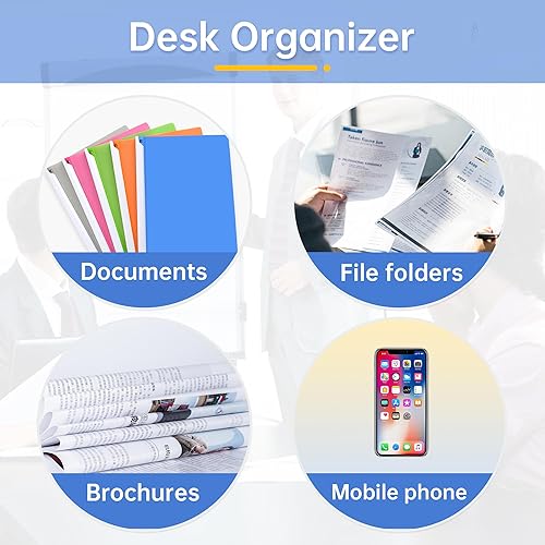 Miniatura 6 de Paquete de 4 bandejas de papel apilables para documentos de cartas, organizadores de archivos de escritorio para suministros de oficina, soporte