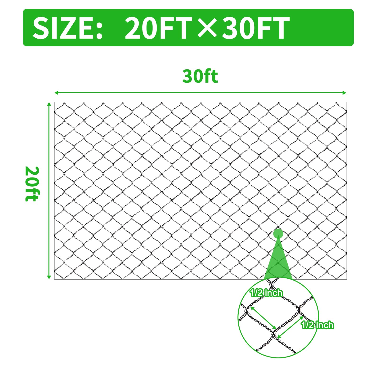 Vocray Bird Netting 6x9M, 1.2cm Mesh, Heavy-Duty Woven Garden Netting for Plant Vegetable, Strawberry, Fruit Tree Protection - Image 2