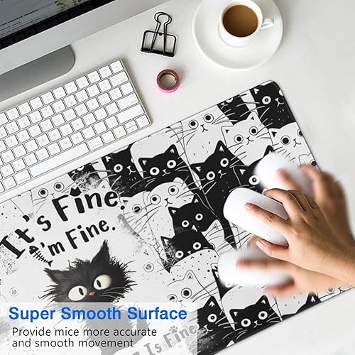 Miniatura 3 de Divertida alfombrilla de mouse de gato para juegos, alfombrilla de mouse grande para escritorio, alfombrilla de mouse extendida con base de goma