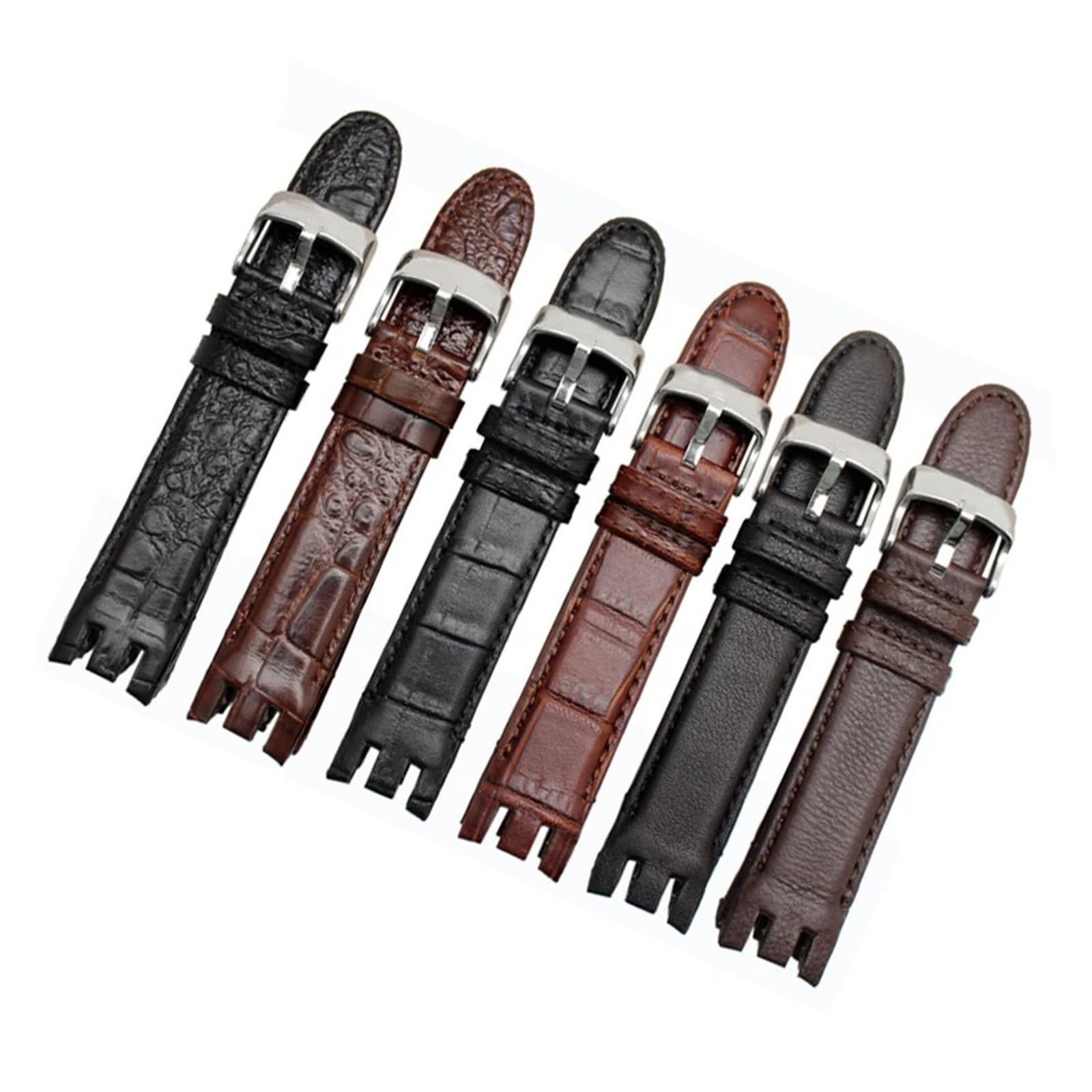 YINGO Pulsera De Reloj Cuero Genuino For Hombre, Correa Extremo Curvado 21mm, Compatible Con Modelos Swatch YRS403 412 402G
