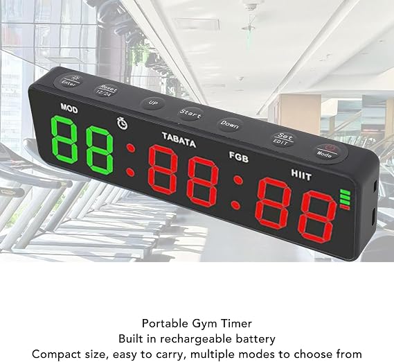 Portable Gym Timer Clock Magnetic Rechargeable Workout Interval Fitness Digital Timer with Stopwatch for Home Garage Boxing