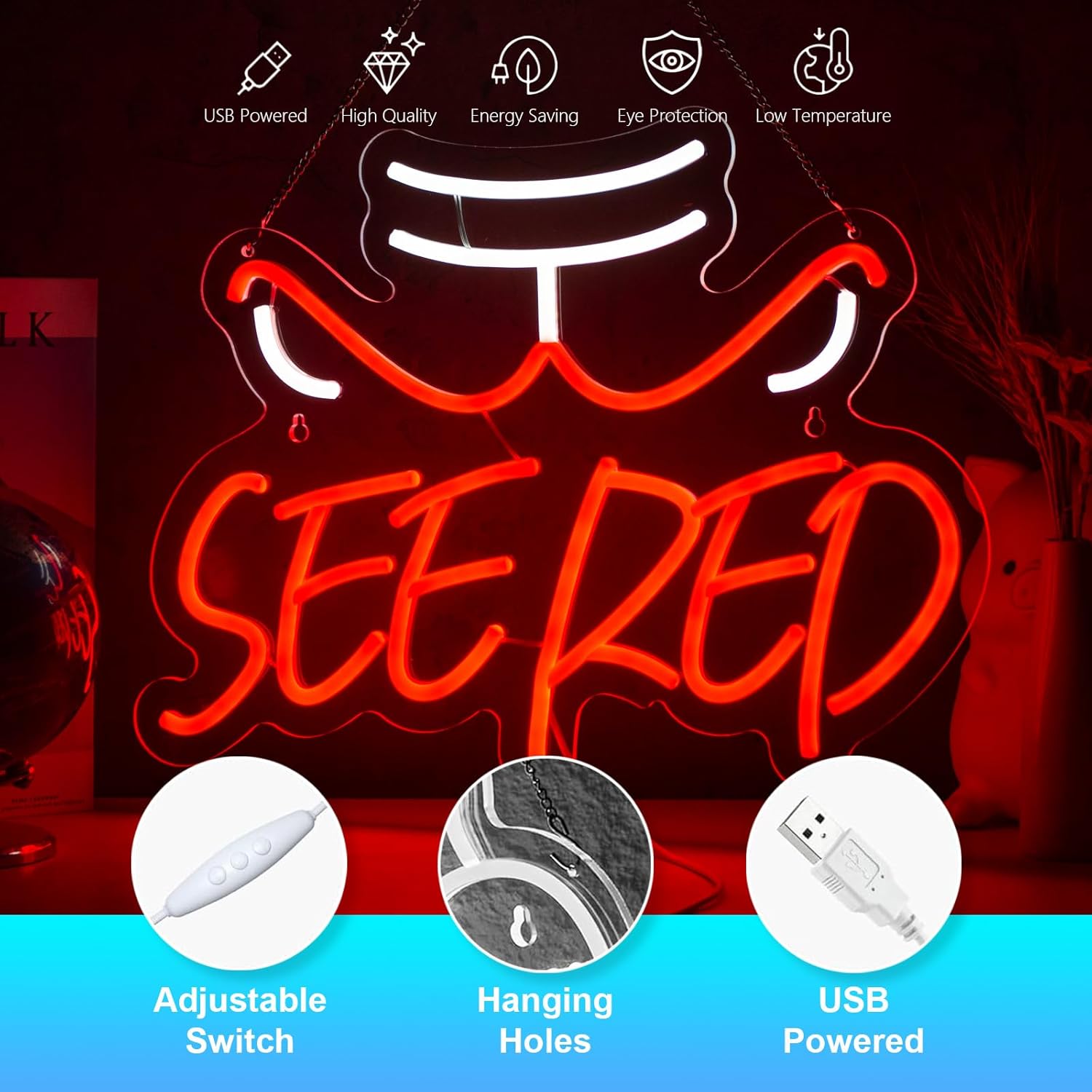 See Red Neon Sign NBA Bulls Slogan Neon Sign for Wall Decor Basketball Sign USB Dimmable LED Neon Lights for Home Bar Pub Tavern Party Man Cave Club Shops Hotel Store Business Gift