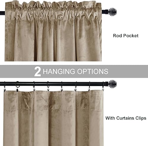 Miniatura 266 de Cortinas de terciopelo JIUZHEN, cortinas opacas suaves de terciopelo retro para dormitorio, cortinas elegantes con reducción de ruido y Rosa