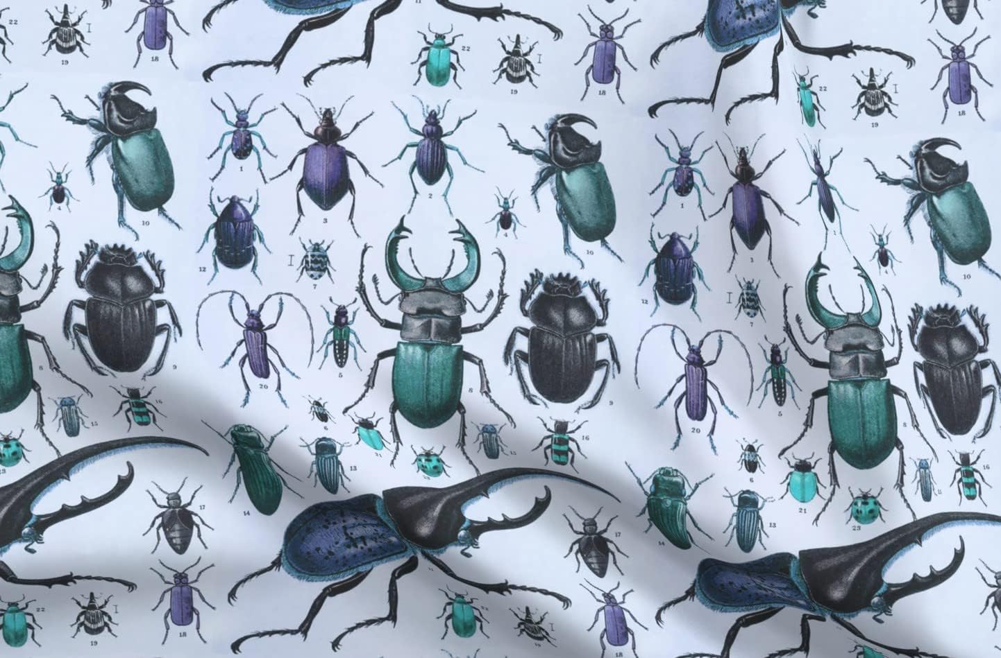 Spoonflower Fabric - Insect Print Bug Vintage Antique Book Victorian Steampunk Classroom Printed on Petal Signature Cotton Fabric Fat Quarter - Sewing Quilting Apparel Crafts Decor