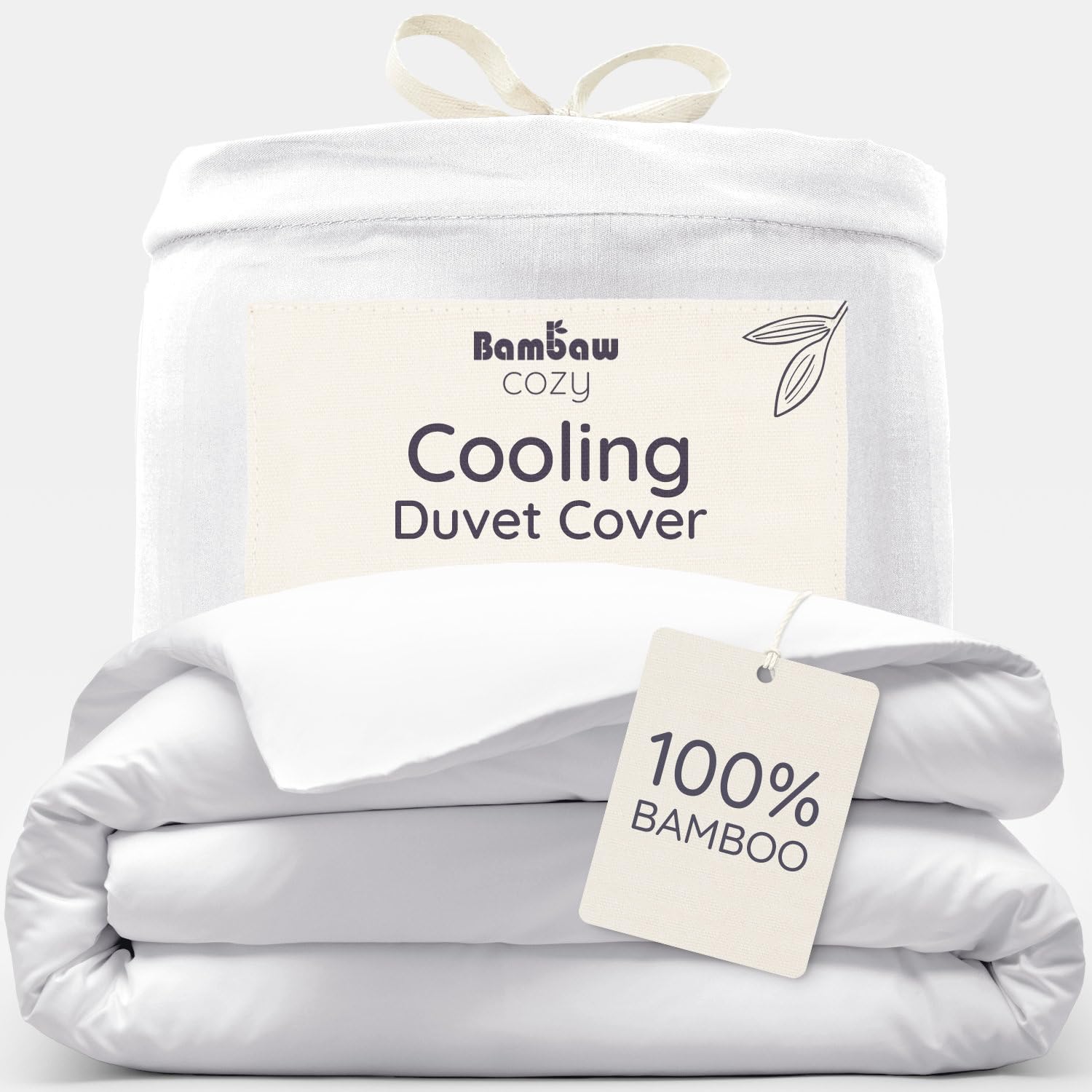 Bambaw White 100% Bamboo Duvet Cover Single, 135X200 Cm, Anti Allergy Bedding, 100% Bamboo Fabric, Anti Sweating Cooling Bed Sheets For Summer, Soft & Breathable Single Bed Luxury Bedding 135X200 Cm (White)