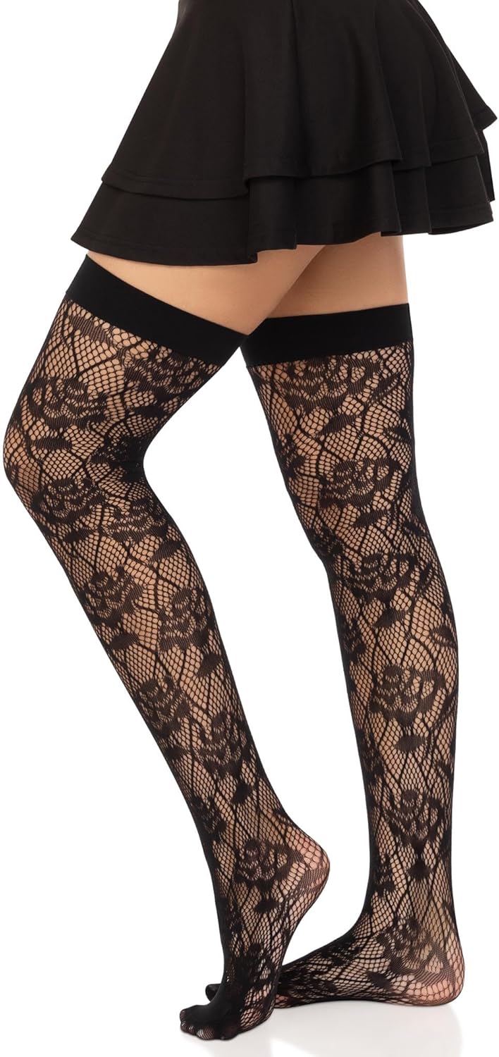 Leg Avenue womens Wild Rose Net Thigh Highs - Image 4