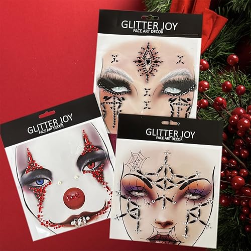 Miniatura 5 de Calcomanías para el Día de la Muerte, tatuajes faciales de payaso, tatuajes faciales para mujeres, paquete de 6