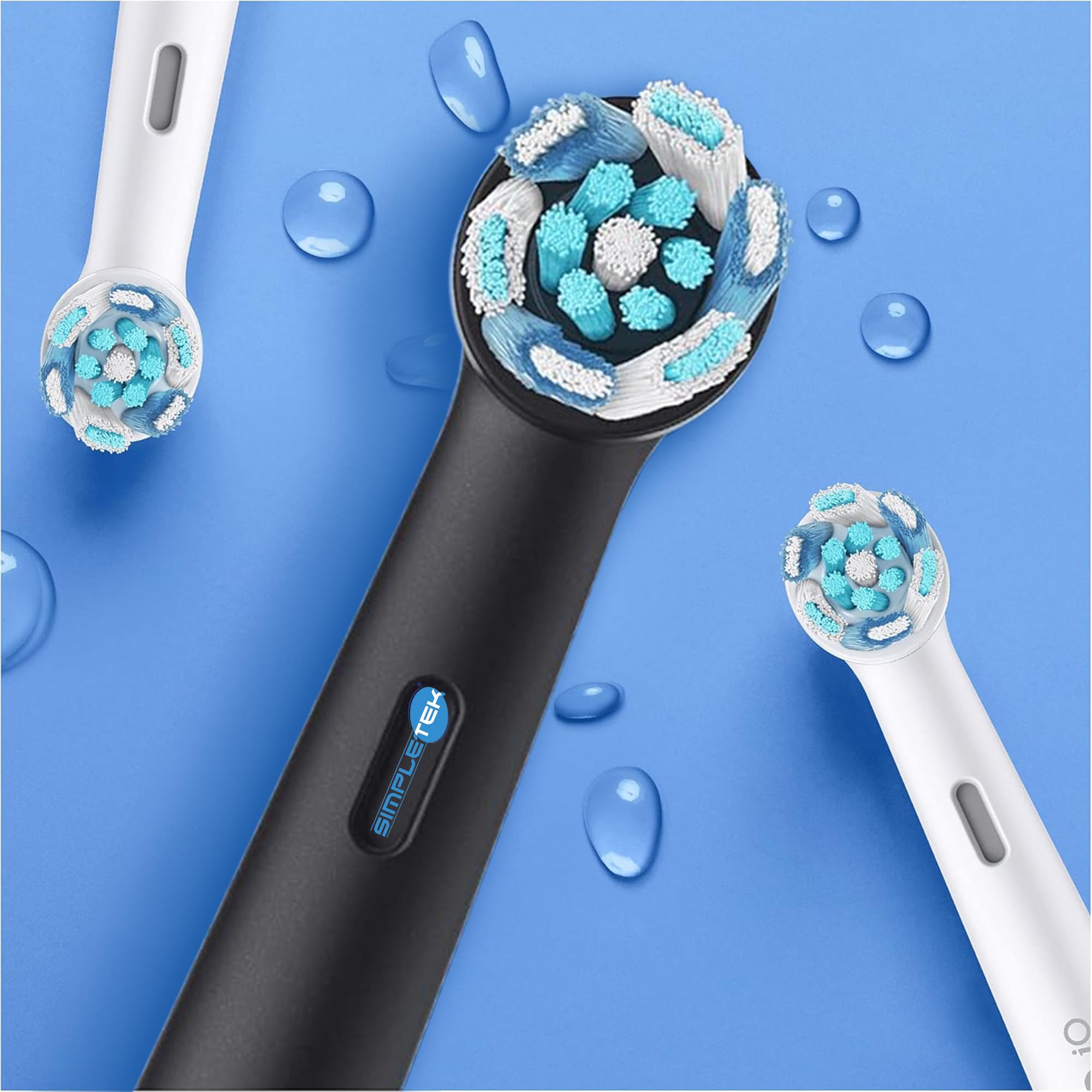 SIMPLETEK - Cepillo de dientes eléctrico inteligente negro - Tecnología de micro-vibraciones con pantalla LCD, conectividad y base de carga (reacondicionado)
