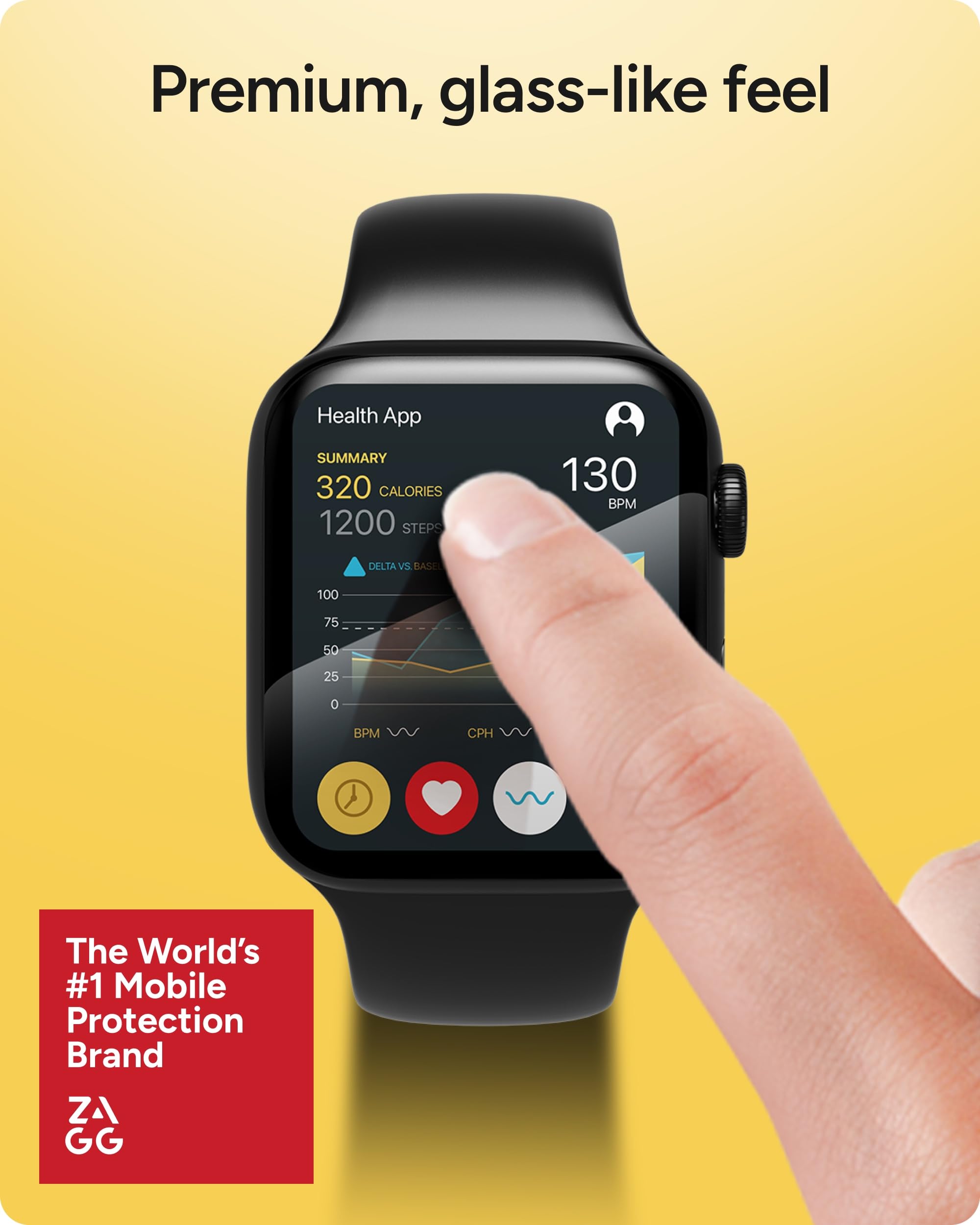 ZAGG Invisbleshield Glass Fusion+ - Protector de pantalla de cristal híbrido diseñado para Apple Watch Series 6, SE (2020), Series 5 y Series 4 (44 mm)
