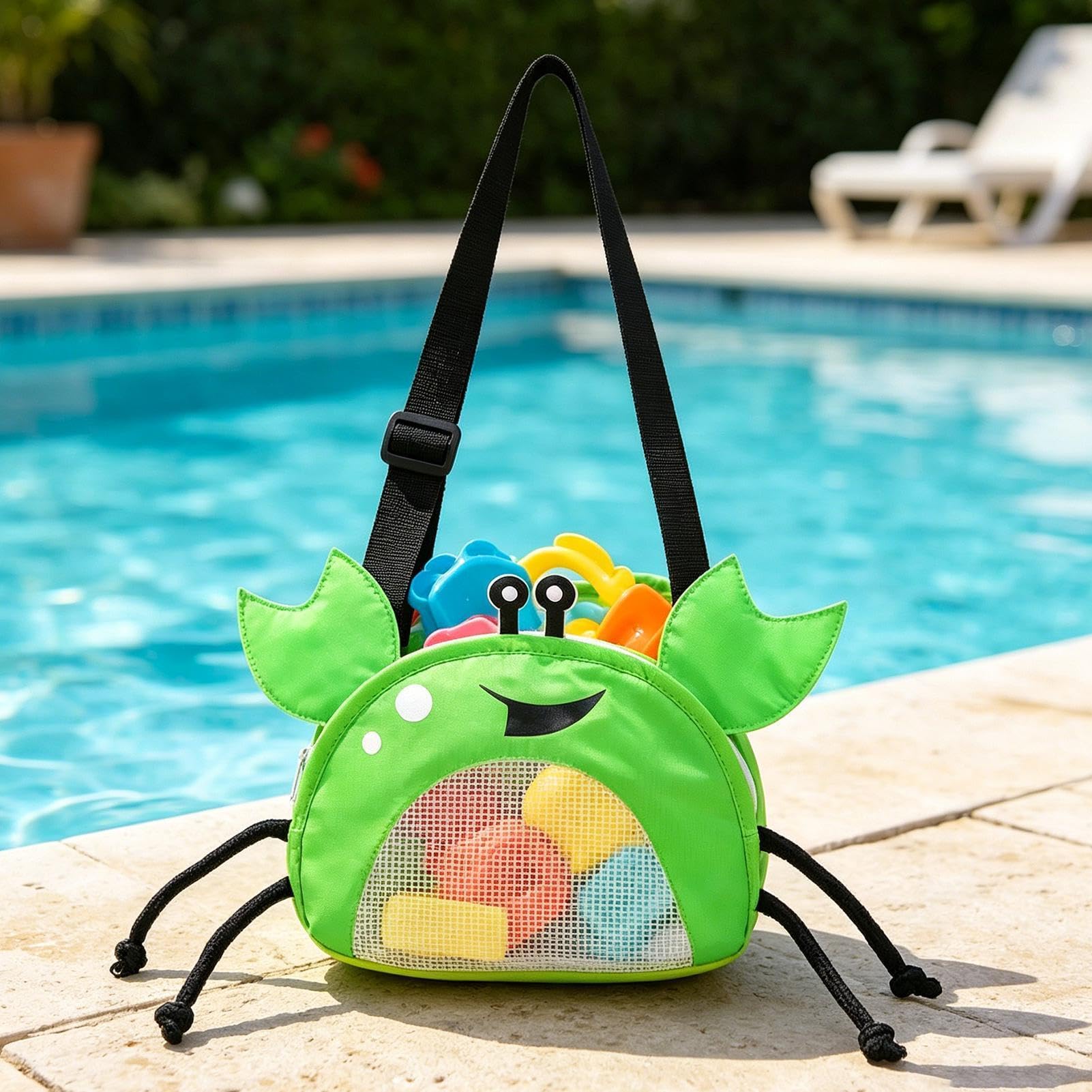 Borsa A Rete Porta Giocattoli Da Spiaggia A Forma Di Granchio Per Raccolta | Borsa da Spiaggia in Rete con Cinghie Regolabili Per Campeggio Picnic Viaggi Vacanze Lago Piscina