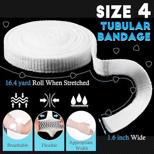 Miniatura 2 de 2 rollos de vendaje tubular de malla elástica para heridas, vendaje elástico tubular de gasa elástica para brazo de herida, sin el uso de cinta