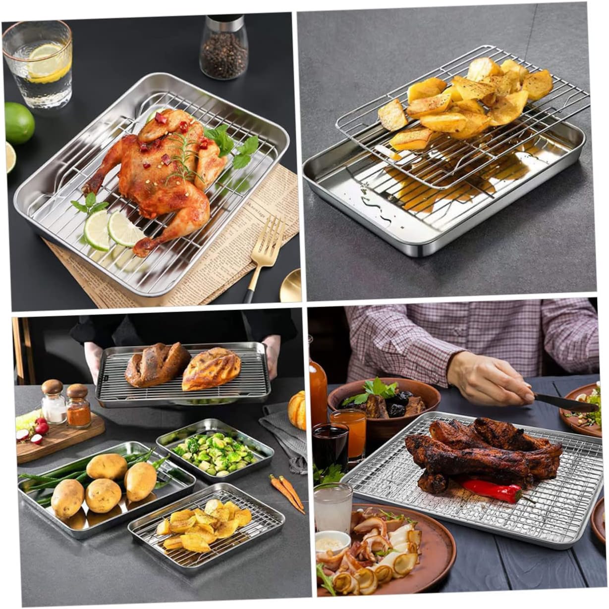 1set Multi-function Baking Tray Baking Rack and Pan for Oven and Camping Non- to Clean Bakeware for Cookies and Pastries