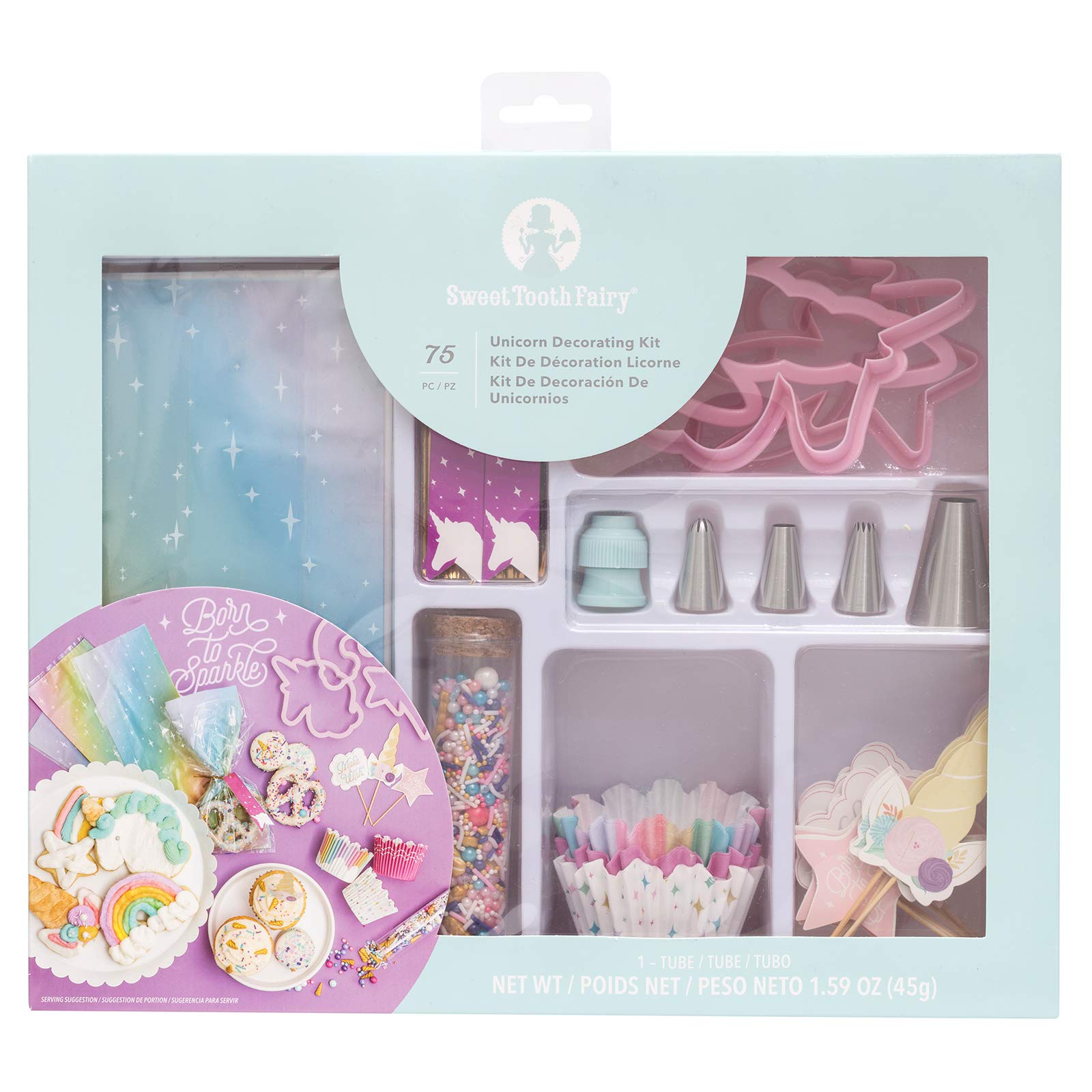 American Crafts Sweet Tooth Fairy Born To Sparkle Decorating Kit 75 Pieces-Unicorn