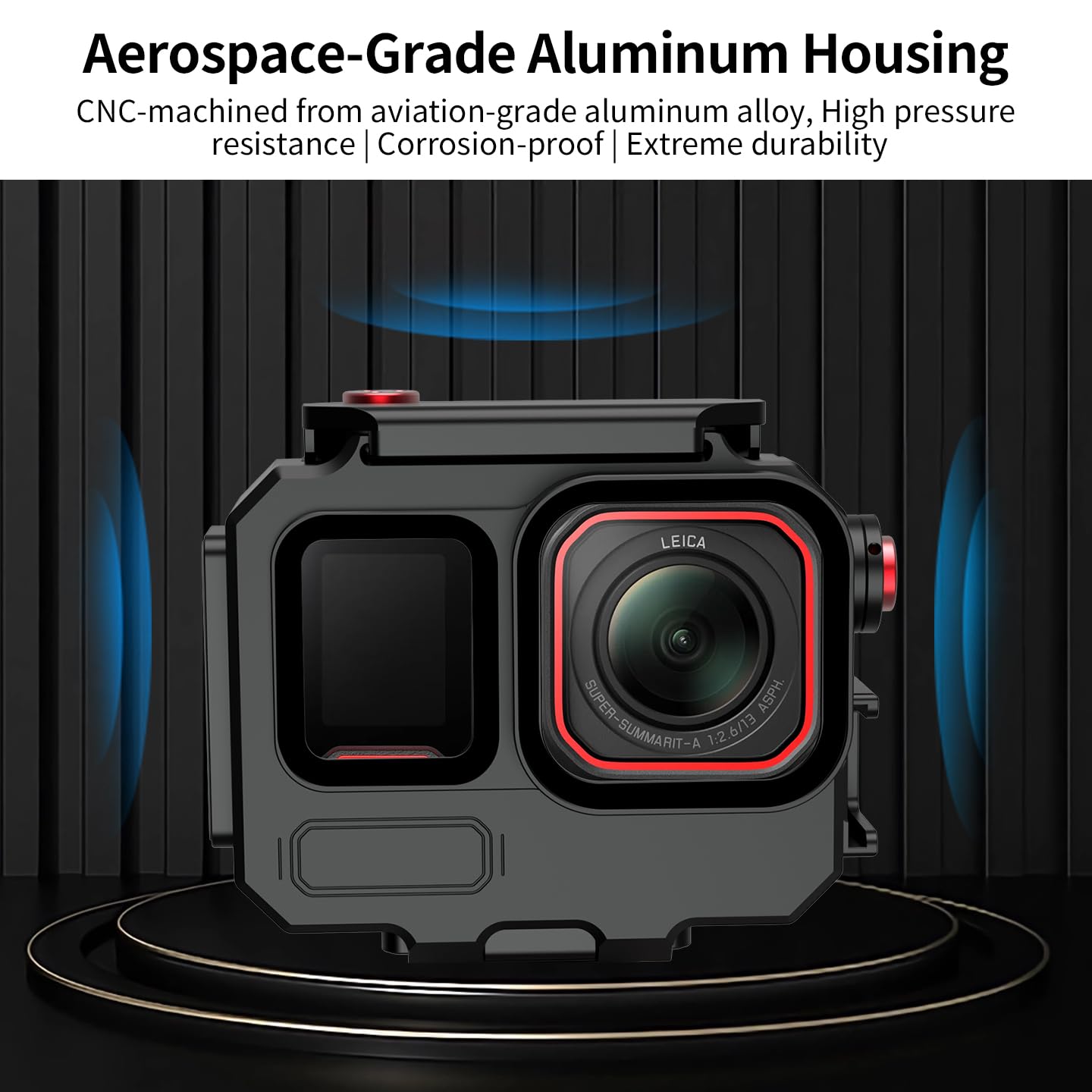 Custodia impermeabile in alluminio da 80 m per Ace Pro/Ace Pro 2, custodia per fotocamera con adattatore magnetico, custodia protettiva per fotocamera subacquea (solo custodia subacquea)