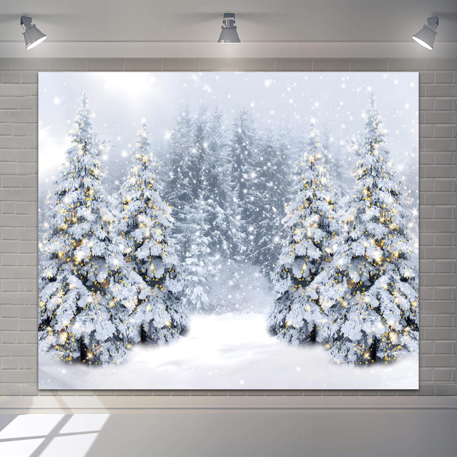 Winter Forest Backdrop 10x8ft Vinyl Christmas Backdrops for Photoshoot Pine Trees Fir Snowfield Photography Backdrop Christmas New Year Wedding Party