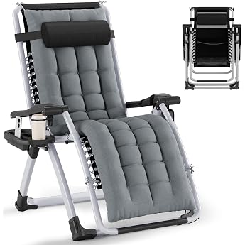 Huracan Deck Chair Foldable up to 200 kg Sun Lounger Garden Lounger Weatherproof Balcony Garden & Patio Sun Chair Outdoor Recliner Lounger Adjustable with Thick Padding Reclining Chair Neck Cushion Grey