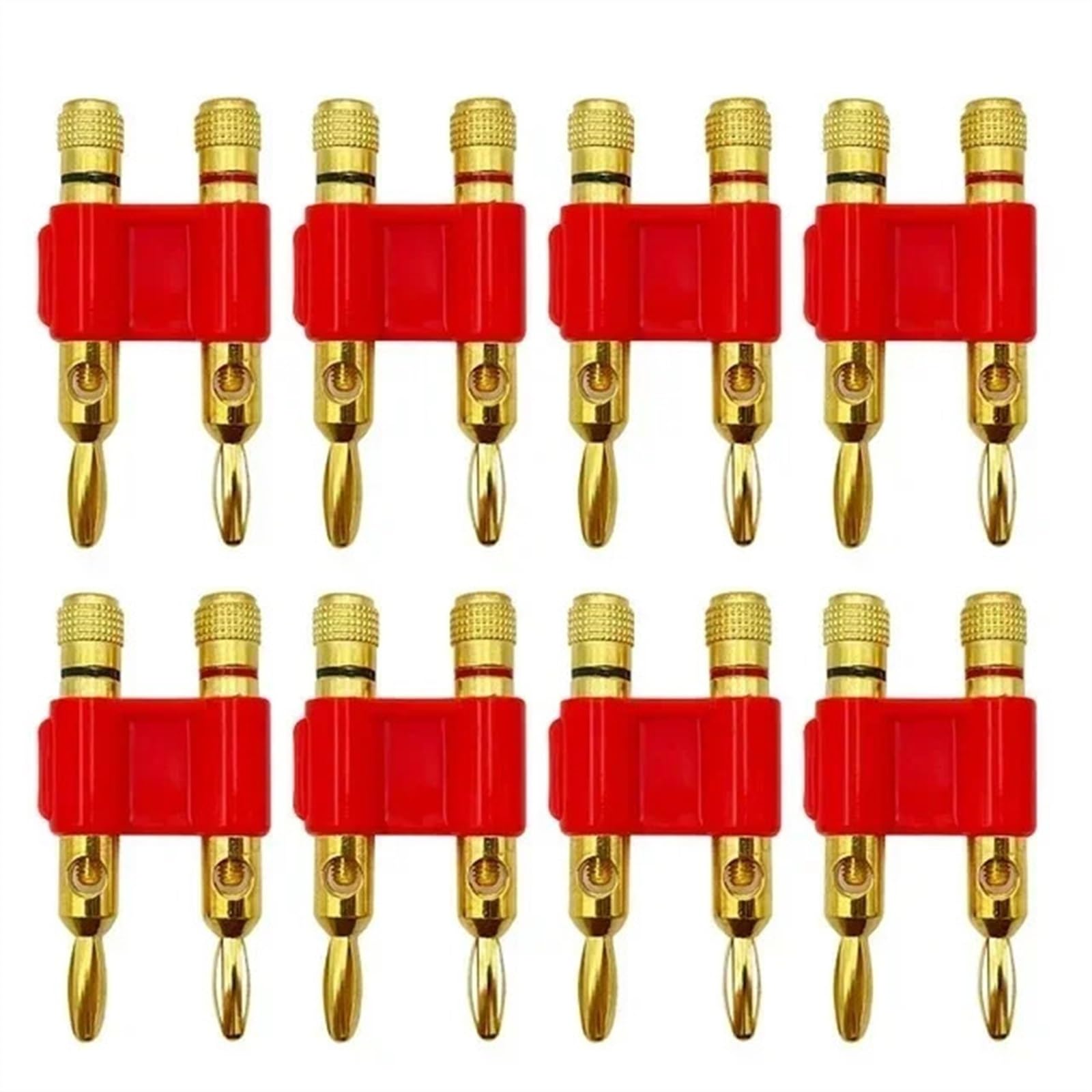 Connecteur doré empilable, 8 pièces, fiche Banane à Double rangée de 4mm, Double Haut-Parleur, Prise à Deux Positions(8 Red)