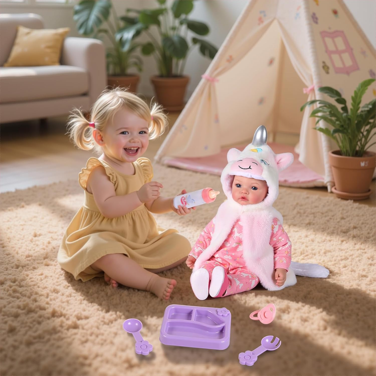 BABESIDE Baby Dolls, 17inch Large Realistic Cute Soft Body Baby Doll Real Life Baby Dolls with Accessories for 3+ Year Old Girls Gifts, Pretend Play, Collection