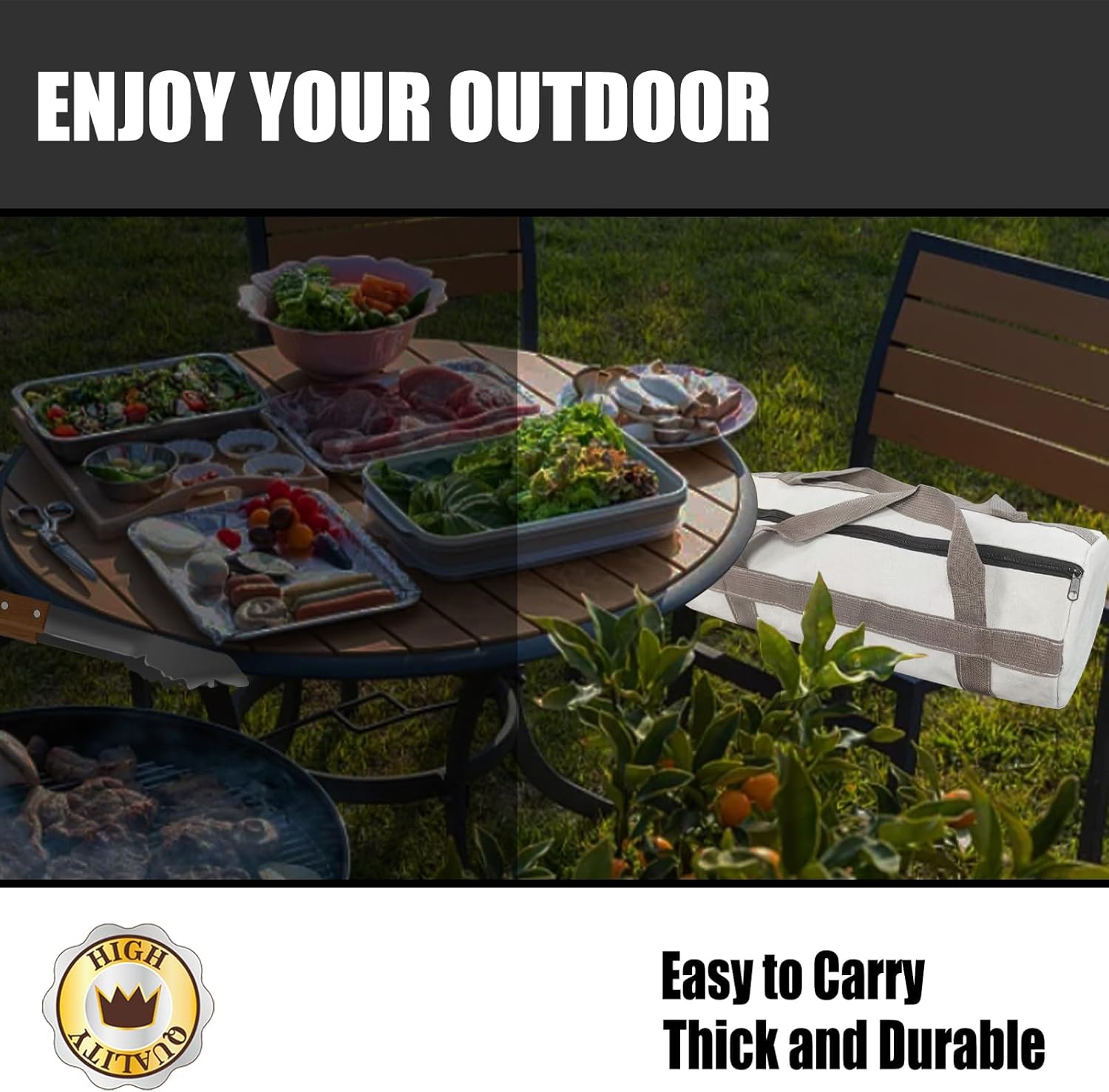 Grill Tool Storage Bag, Grill Accessories Storage, Grill Utensil Storage for Outdoor Camping Barbecue. Can Hold BBQ Tools up to 18", ‌‌Gifts for Men and Dad.