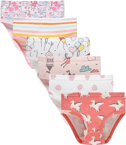 Sladatona Little Girls' Soft Cotton Underwear Bring Cool Breathable Comfort Experience Panty(Pack of 6)
