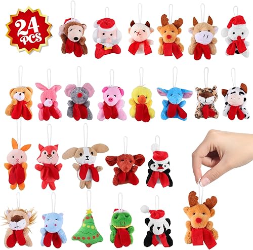 Miniatura 3 de Toyvian Calendario de Adviento de cuenta regresiva, calendario de Adviento de Navidad de 24 días con 24 juguetes de peluche de animales,