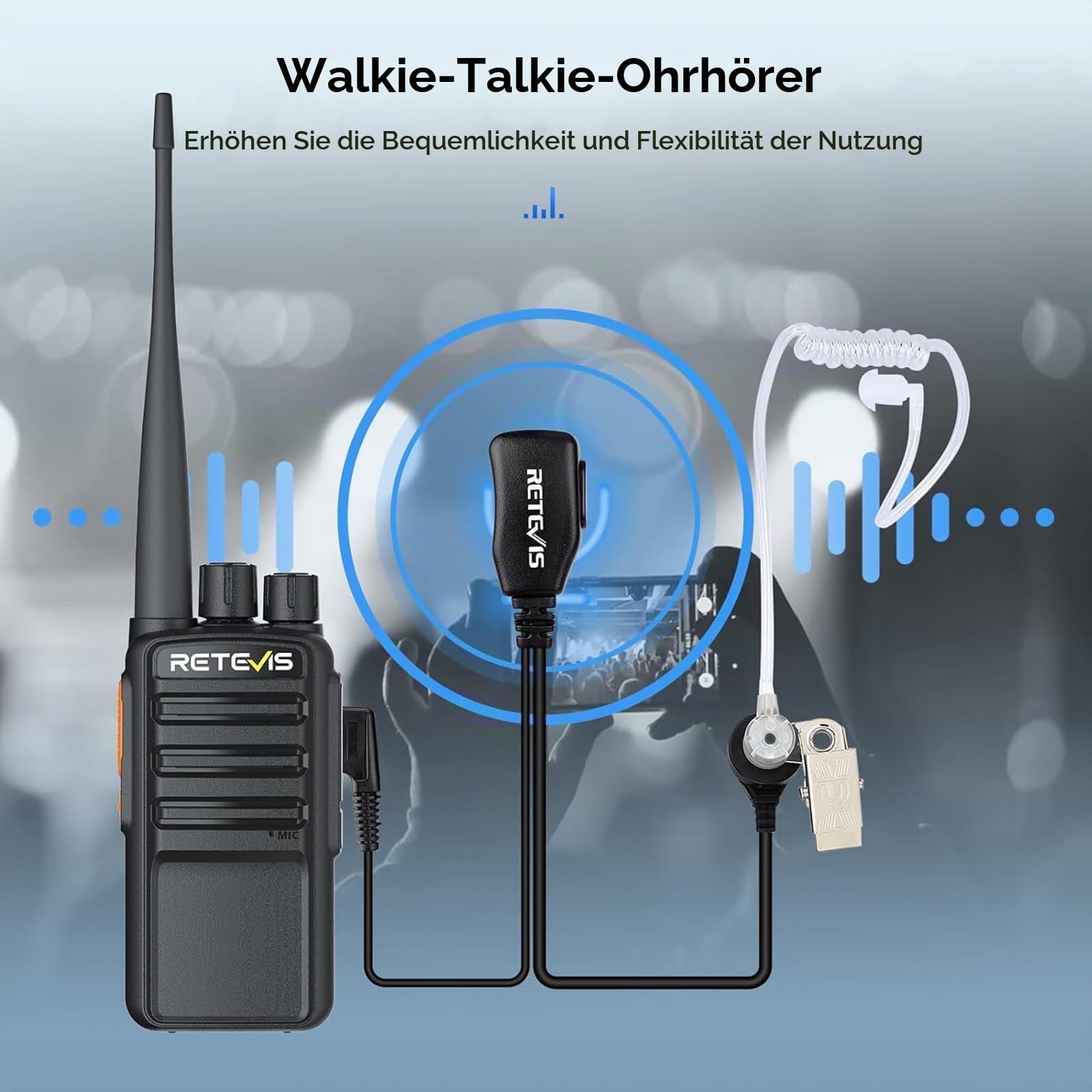 Retevis RB669 Funkgerät Set mit Headset, Freenet Lizenzfrei Walkie Talkie, 6 Freenet Kanäle und 16 PMR446, Deutsches Sprachsystem, Typ C Laden Sie, Funkgerät für Logistik, Business(Schwarz, 10 Stück)