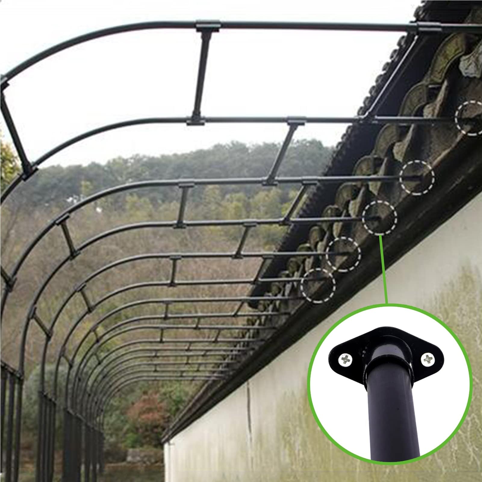 SDdPulse Arco de jardín de medio lado, arco de rosas de metal montado en la pared, arcos de jardín semicirculares, resistentes a la intemperie, pérgola, pérgola, para césped, patio trasero (blanco