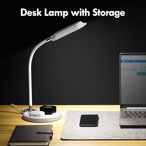 Miniatura 4 de WILIT Lámpara LED de escritorio para oficina en casa con base de almacenamiento, lámpara de lectura continua regulable de 800 lm para escritorio,