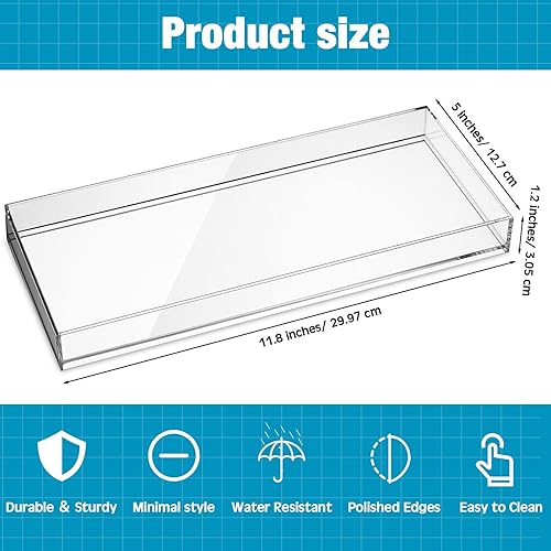Miniatura 2 de Maitys Bandeja de tocador de acrílico, 3 piezas, bandeja de baño para servir, organizador de maquillaje, toalla de mano transparente, encimera de