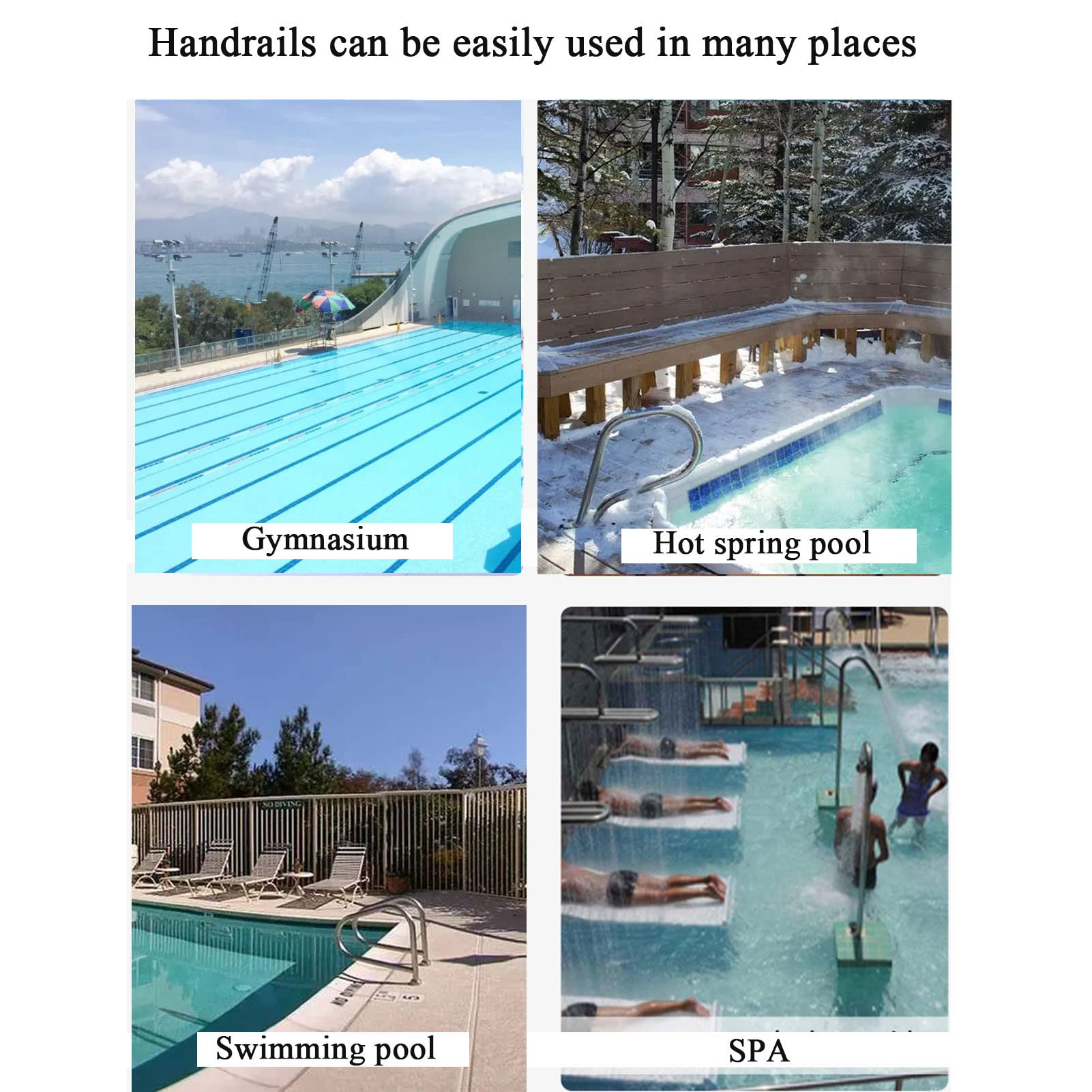 barandilla, Pasamanos de piscina, pasamanos seguridad, escalera for con capacidad carga 250 lb, piscina/32 x 39 pulgadas