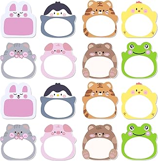 320Sheets Cute Sticky Notes, Fun Cartoon Animal Post It Notes Kawaii Self-Stick Memo Pads Animal Shaped Notepads, Page Markers Flags for Kids,Students,Home, School and Office, 8 Styles 7 x 6 CM