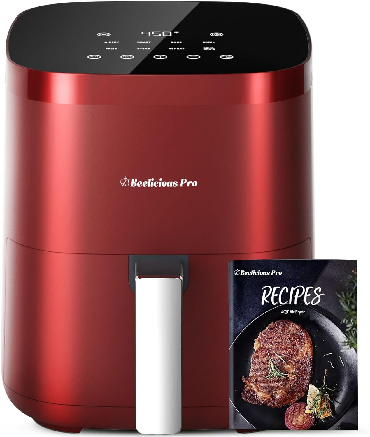 Air Fryer, Beelicious 8-in-1 Smart Compact 4QT Air Fryers, Shake Reminder,450°F Digital Airfryer with Flavor-Lock Tech, Tempered Glass Display, Fit for 1-3 People, Red Air Fryer, Beelicious 8-in-1 Smart Compact 4QT Air Fryers, Shake Reminder,450°F Digital Airfryer with Flavor-Lock Tech, Tempered Glass Display, Fit for 1-3 People, Red