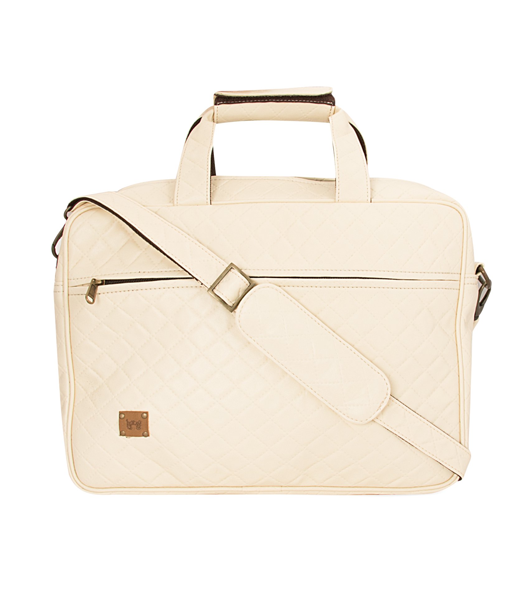 EnewEnew Classic Leatherite Laptop Messenger Bag 14Inch 8Ltr Briefcase Type Professional Use Laptop Bag with Laptop Sleeve (Ivory)