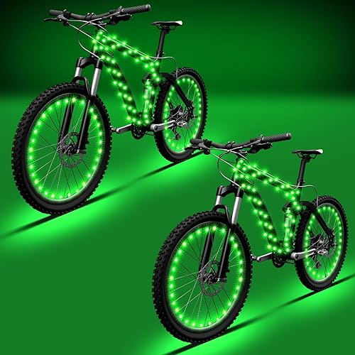 Miniatura 13 de Woanger 6 luces LED para bicicleta para montar por la noche, marco de bicicleta y luces de rueda, accesorios de decoración de bicicleta a pilas,