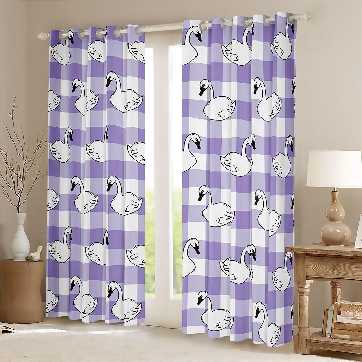 Loussiesd Vintage Swan - Trattamenti per finestre, 2 pannelli W46*L54