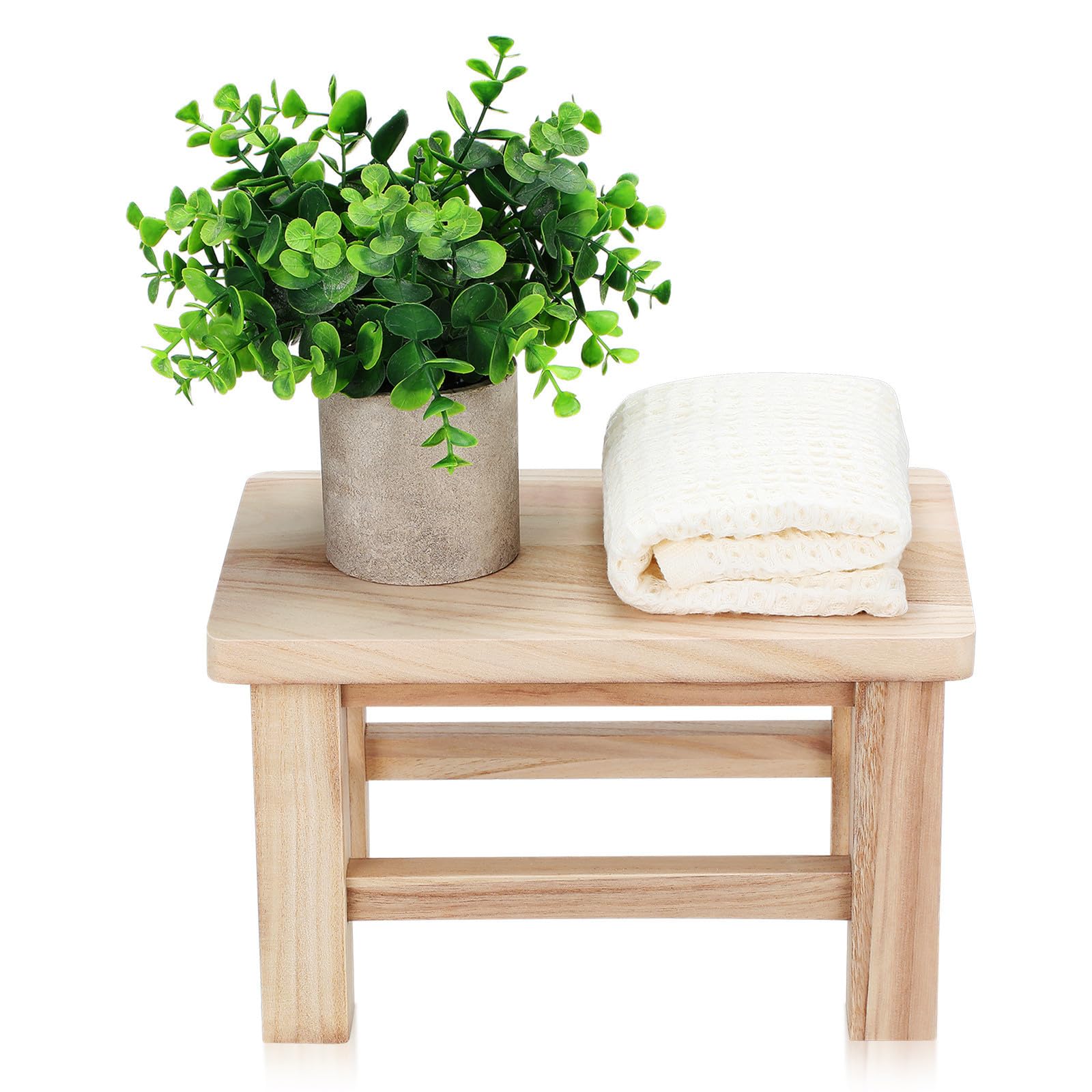 PRETYZOOM Petit Tabouret en Bois Massif Beige, Changez Vos Chaussures