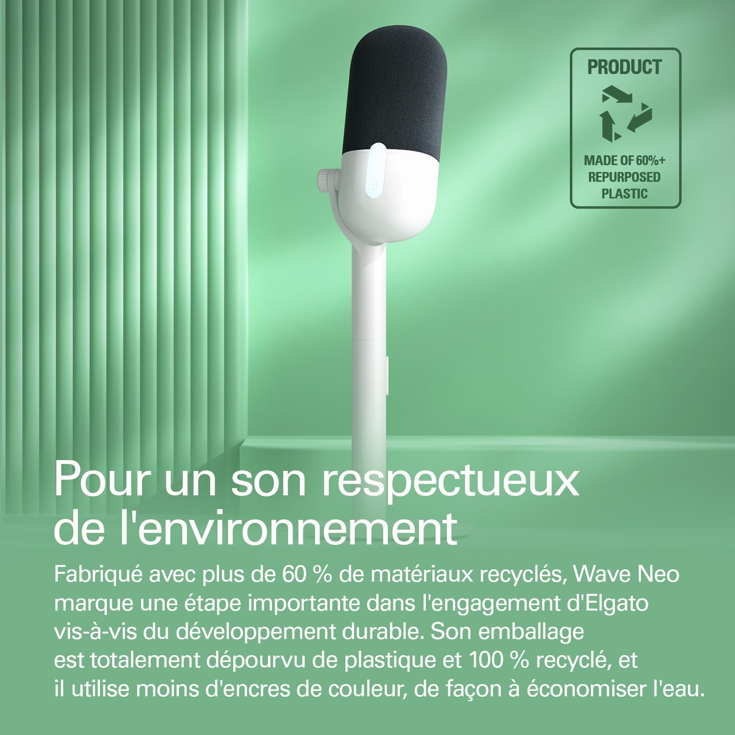 Elgato Wave Neo – Micro USB à condensateur, bouton Mute, pour jeux, streaming, visio et enregistrement de voix sur Teams/Zoom/OBS/Twitch/YouTube, etc., plug-and-play, compatible PC, Mac, iPad, iPhone