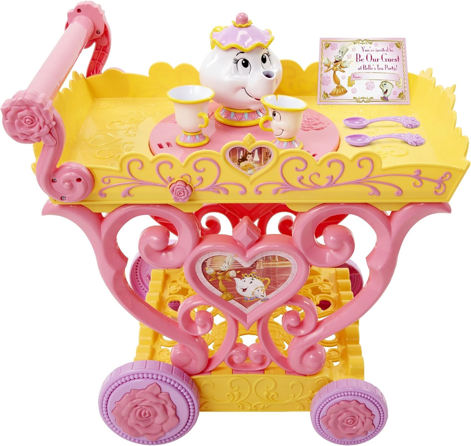 Disney Beauty and The Beast ''Be Our Guest'' Singing Tea Cart Play Set, Officially Licensed by Jakks Pacific, Fun Roleplay Toys for Girls, Ideal for Kids Tea Parties