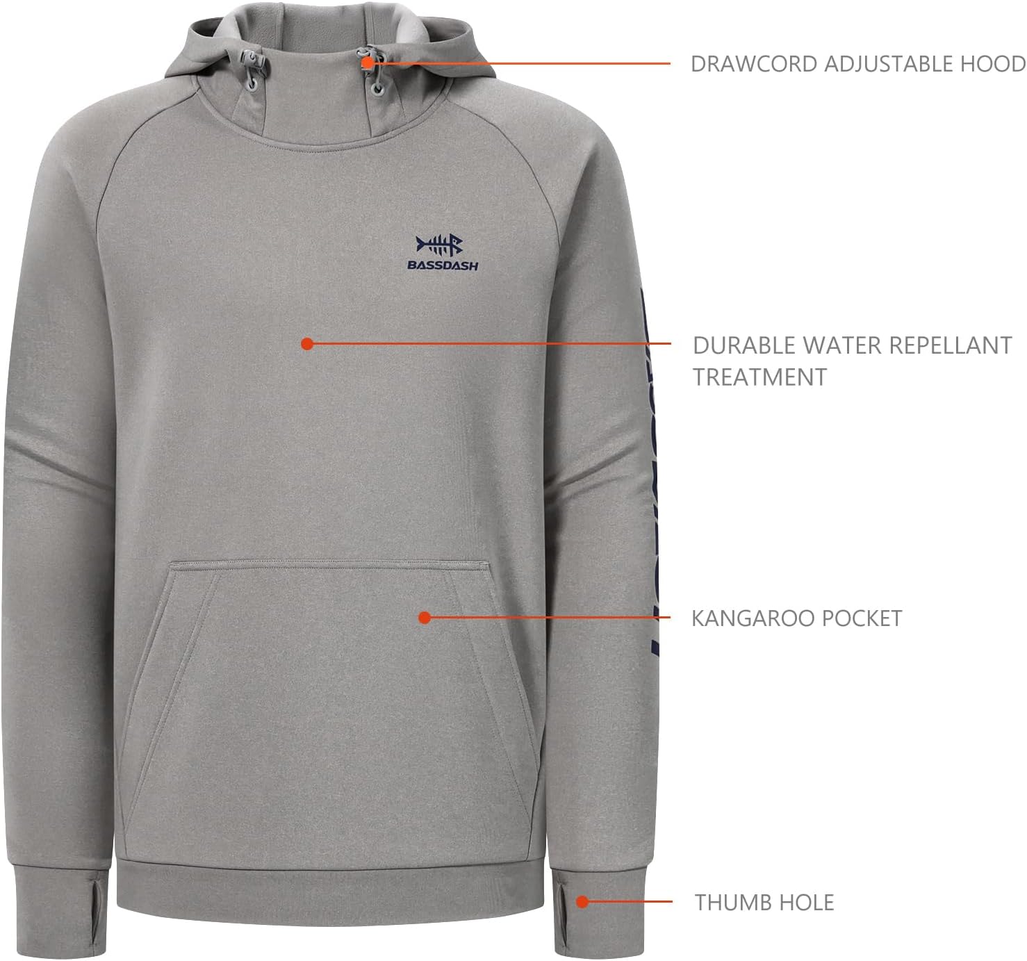 BASSDASH Men’s Fleece Lined Fishing Hoodies Water Resistant Performance Pullover Sweatshirts Stretchy Hunting Workout FS32M - Image 4