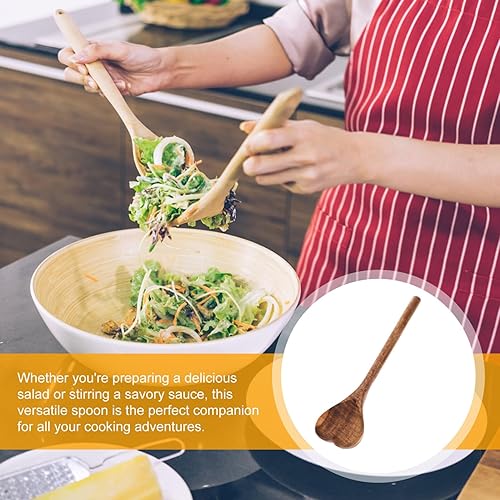 Miniatura 8 de UPKOCH Cuchara de madera en forma de corazón, mango largo, utensilios de cocina, cuchara de sopa, cuchara de mezcla de madera para regalo de